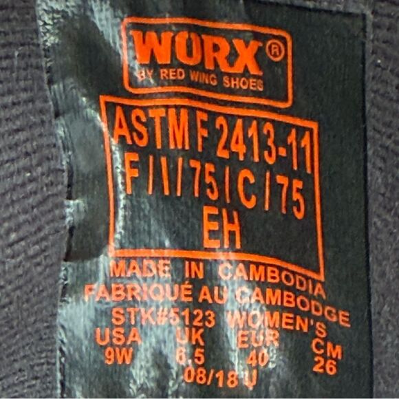 Worx By Red Wing Women’s Leather Safety Steel Toe Sneakers F2413-11 Size 9 Wide - Picture 12 of 13
